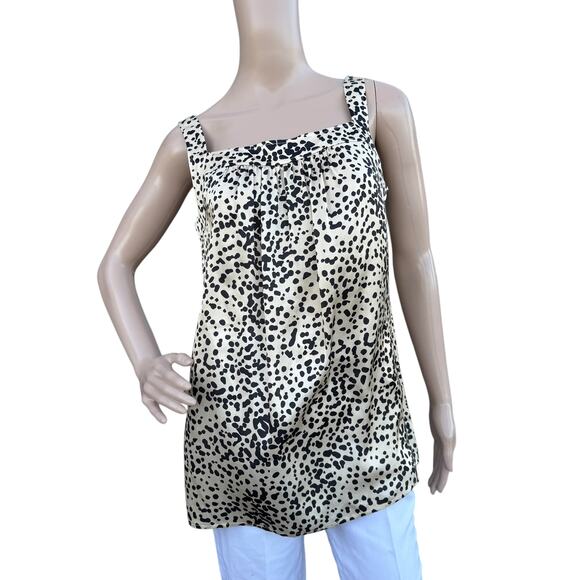 St. John S Silk Tunic Tan Black Leopard Print Sleeveless Shell Top Pre Fall 2015 - Picture 3 of 10